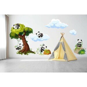 domtextilu.sk Nálepka na stenu pre deti veselé pandy na strome 50 x 100 cm