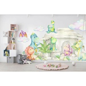 domtextilu.sk Nálepka na stenu pre deti kreslený svet dinosaurov 120 x 240 cm