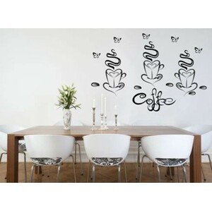 domtextilu.sk Nálepka na stenu do kuchyne šálky kávy v tvare srdiečok 60 x 120 cm
