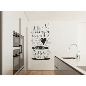 domtextilu.sk Nálepka na stenu s textom ALL YOU NEED IS LOVE AND A CUP OF COFFEE 50 x 100 cm
