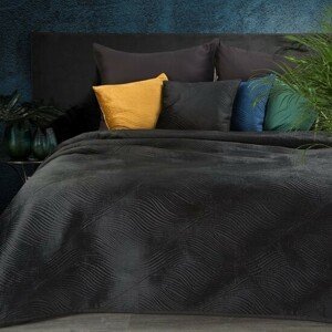 DomTextilu Kvalitný prešívaný prehoz na posteľ čiernej farby Šírka: 170 cm | Dĺžka: 210 cm 68600-244179