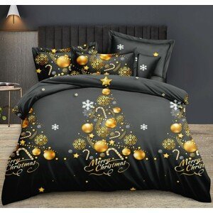 DomTextilu Vianočné posteľné obliečky s motívom Zlatý vianočný stromček  Čierna 68690-244868