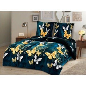 DomTextilu Mikroplyšové posteľné obliečky modrozelenej farby s motýľmi  Modrá 68696-244454