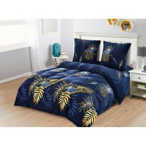 DomTextilu Mikroplyšové posteľné obliečky modrej farby s rastlinným motívom  Modrá 68698-244463
