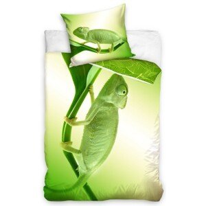 DomTextilu Detské bavlnené posteľné obliečky so zeleným chameleónom  Zelená 68703-244468