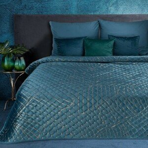 Dizajnový prehoz na posteľ LUNA tmavo tyskysovej farby Šírka: 170 cm | Dĺžka: 210 cm