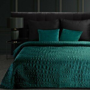 Dizajnový prehoz na posteľ SALVIA z jemného zamatu tyrkysovej farby Šírka: 220 cm | Dĺžka: 240 cm