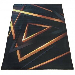 DomTextilu Čierny koberec so zlatým vzorom 69729-245006