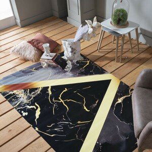 DomTextilu Luxusný čierny koberec so zlatým vzorom 69772-245029