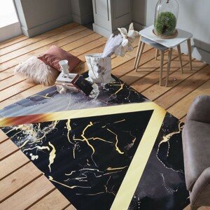 DomTextilu Luxusný čierny koberec so zlatým vzorom 69772-245030