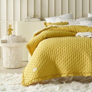 DomTextilu Moderný žltý prehoz na posteľ Molly s volánom 170 x 210 cm 70453