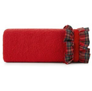 Bavlnený vianočný uterák červený s károvaným volánom Šírka: 50 cm | Dĺžka: 90 cm