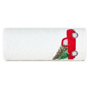 Bavlnený vianočný uterák biely s autom Šírka: 70 cm | Dĺžka: 140 cm