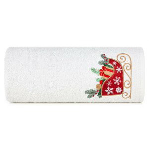 Bavlnený biely uterák s vianočnými saňami Šírka: 50 cm | Dĺžka: 90 cm
