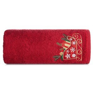 Bavlnený červený uterák s vianočnými saňami Šírka: 50 cm | Dĺžka: 90 cm