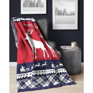 Vianočná deka so strapcami a károvaným okrajom Šírka: 150 cm | Dĺžka: 200 cm