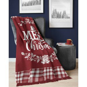 Vianočná deka červená so strapcami Merry Christmas Šírka: 150 cm | Dĺžka: 200 cm