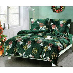 domtextilu.sk Vianočné posteľné obliečky zelené s vločkami  Zelená 70822-247417