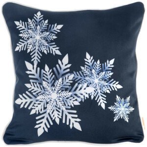 domtextilu.sk Modrá vianočná obliečka na vankúš zdobená snehovými vločkami  Modrá 70877-247445