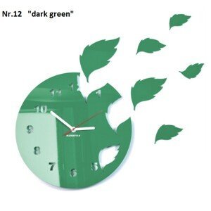 DomTextilu Dizajnové zelené hodiny s efektom lietajúceho lístia 8062-241078