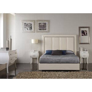 Estila Dizajnová kožená manželská posteľ Monica s elegantným prešívaným čelom a s úložným priestorom 150-180cm