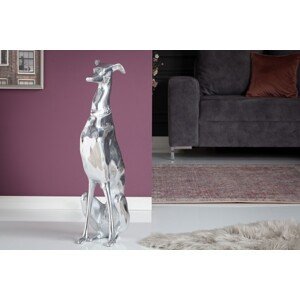 Estila Luxusná moderná dekoračná soška psa strieborná