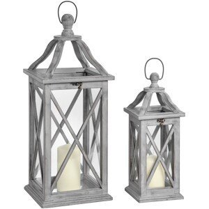 Estila Set dvoch šedých drevených lampášov