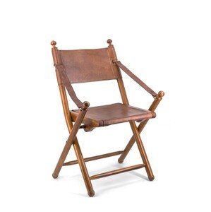 Estila Luxusná skladacia stolička Tarlton z kože a dreva Poly piel