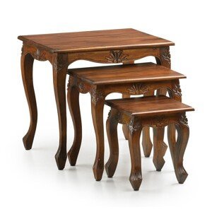 Estila Luxusná sada troch rustikálnych konferenčných stolíkov M-Vintage z masívneho dreva