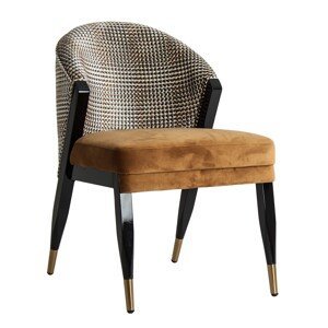 Estila Art deco luxusná horčicová stolička Brilon s čiernymi masívnymi nohami 84cm
