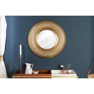 Estila Orientálne luxusné nástenné zrkadlo Solei v zlatom ráme v tvare kruhu 60cm