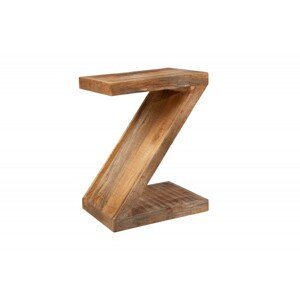 Estila Masívny príručný stolík Sheesham z mangového dreva v tvare písmena Z 45cm