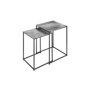 Estila Moderný sivý set príručných stolíkov Elements so štvorcovou doskou a čiernou konštrukciou z kovu 40cm