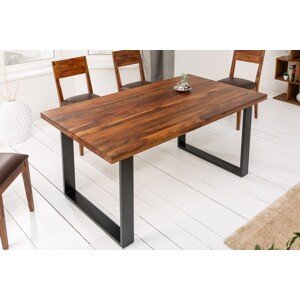 Estila Industriálny dizajnový masívny jedálensky stôl Steele Craft z palisandrového dreva 140cm