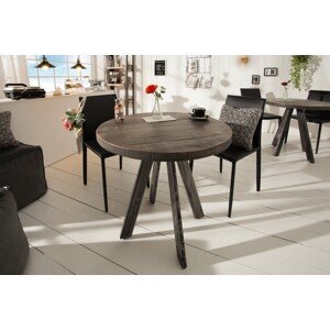 Estila Industriálny dizajnový okrúhly jedálensky stôl Ivar šedý z masívu