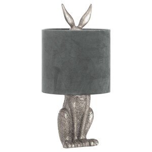 Estila Dizajnová stolná lampa Jarrona Silver s podstavcom v tvare králika a s čiernym tienidlom 50cm