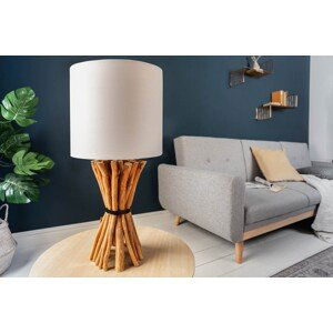 Estila Koloniálna stolná lampa Euphoria z dreva s béžovým tienidlom 56cm