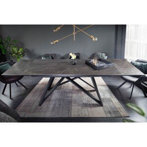 Estila Moderný rozkladací keramický jedálenský stôl Epinal v tmavo sivej grafitovej farbe s kovovou konštrukciou 260cm