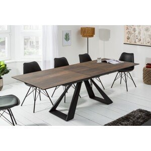Estila Hnedý dizajnový rozkladací jedálenský stôl Laguna s industriálnymi nohami 180/230cm