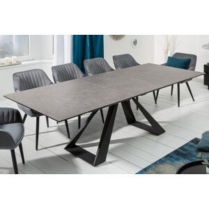 Estila Dizajnový rozkladací jedálenský stôl sivohnedý Laguna s čiernymi kovovými nohami 180/230cm