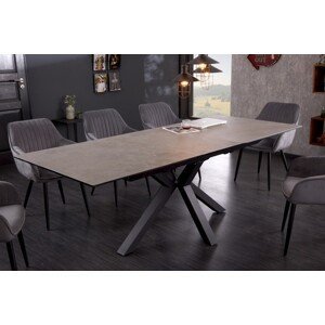 Estila Industriálny rozkladací jedálenský stôl Callandra s betónovým efektom a kovovými nohami 180-225cm