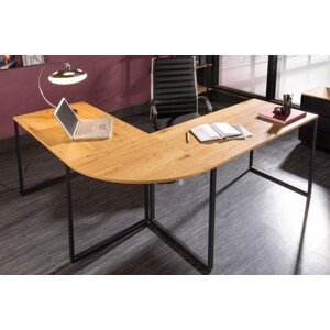 Estila Moderný rohový kancelársky stôl Big Deal hnedej farby s kovovými nohami 180cm