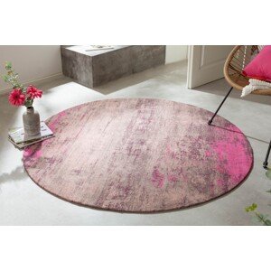 Estila Dizajnový kruhový koberec Adassil z bavlny ružovo-béžovej farby 150cm
