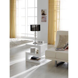 Estila Moderný lesklý príručný stolík Danea bielej farby v tvare písmena Z 50cm