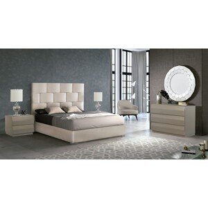 Estila Moderná luxusná manželská posteľ Berlin s čalúnením s geometrickým vzorom na čele bielej farby 150-180