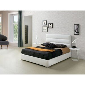 Estila Elegantná kožená čalúnená posteľ Lidia v bielej farbe s vysokým prešívaním čelom 90-180cm