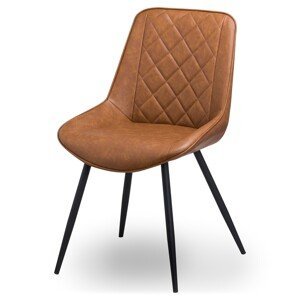 Estila Dizajnová jedálenská stolička Cindy s hnedým poťahom z eko kože s čiernymi nožičkami 82cm