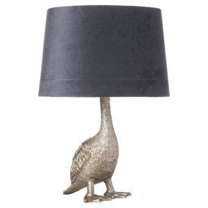 Estila Strieborná stolná lampa Goose Gary v tvare husi so sivým tienidlom 58cm