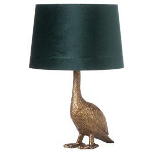 Estila Zlatá stolná lampa Goose Gary v tvare husi so smaragdovo zeleným tienidlom 58cm