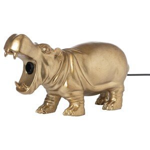 Estila Zlatá keramická stolná lampa Hippopotama v tvare hrocha 38cm